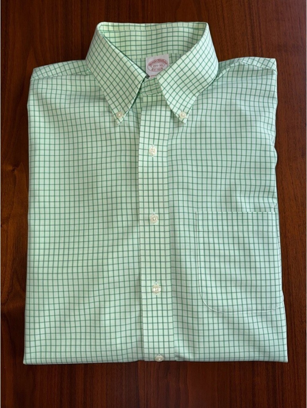 Brooks Brothers Traditional Fit Green Check Dress Shirt - Size 15.5-33
